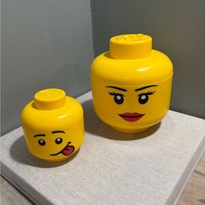 LEGO Yellow Storage Heads with Fun Faces